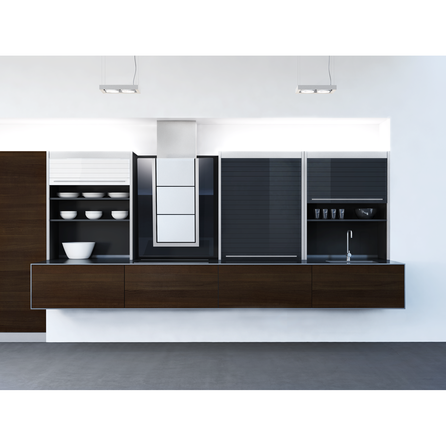 Quasar Reflex volet-verre 600x1500mm lacque blanc inox look en applique