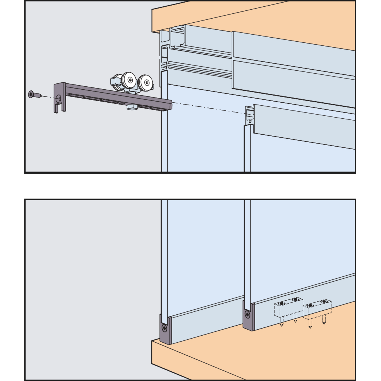 Garniture Hawa Clipo 36 GPPK, pour 1 porte 