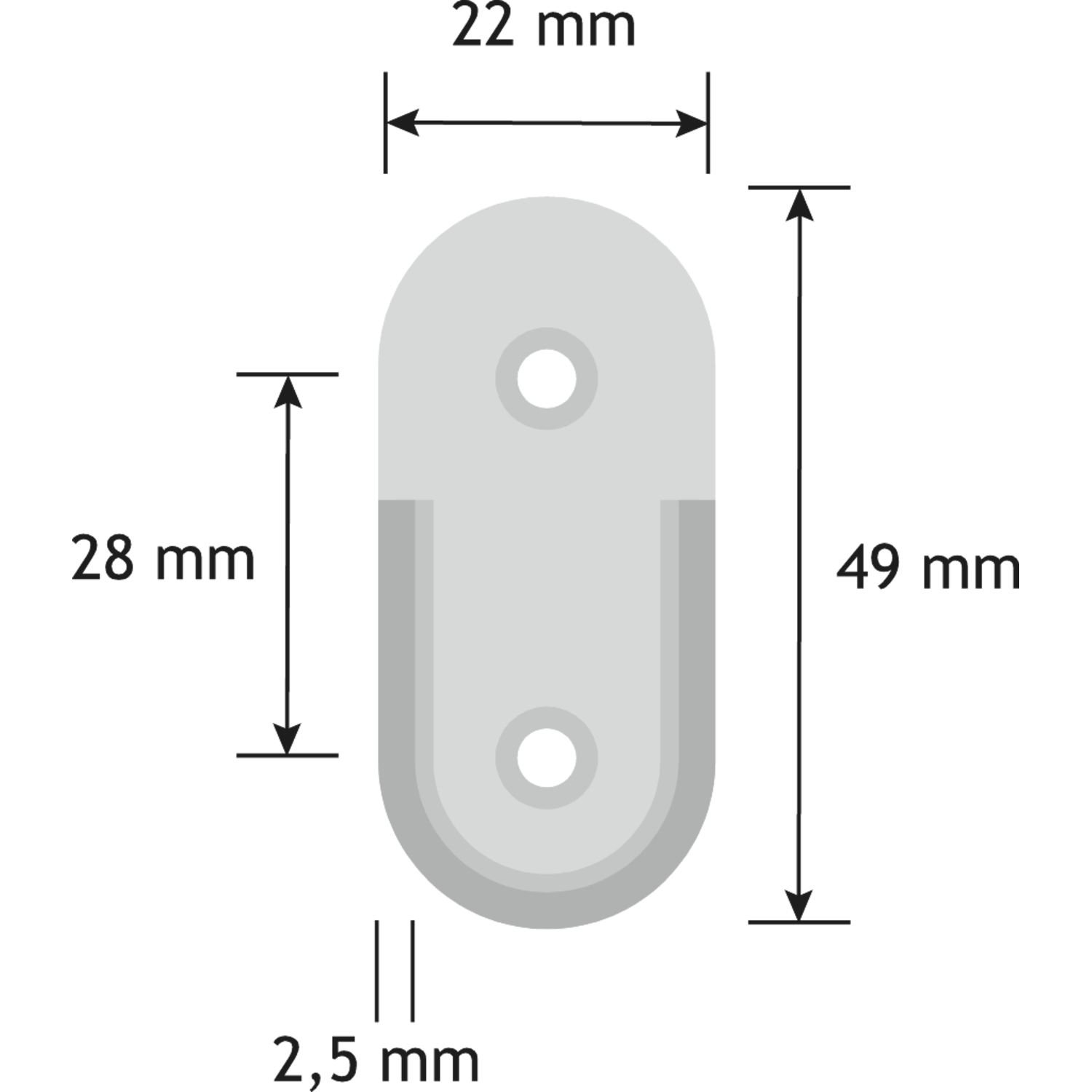 Supp. tube de penderie ovale ouvert alu noir  