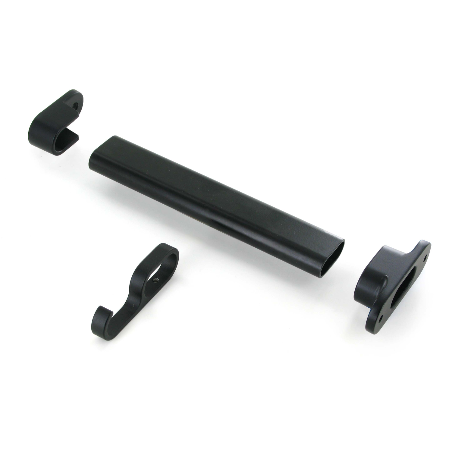 Supp. tube de penderie ovale ouvert alu noir  