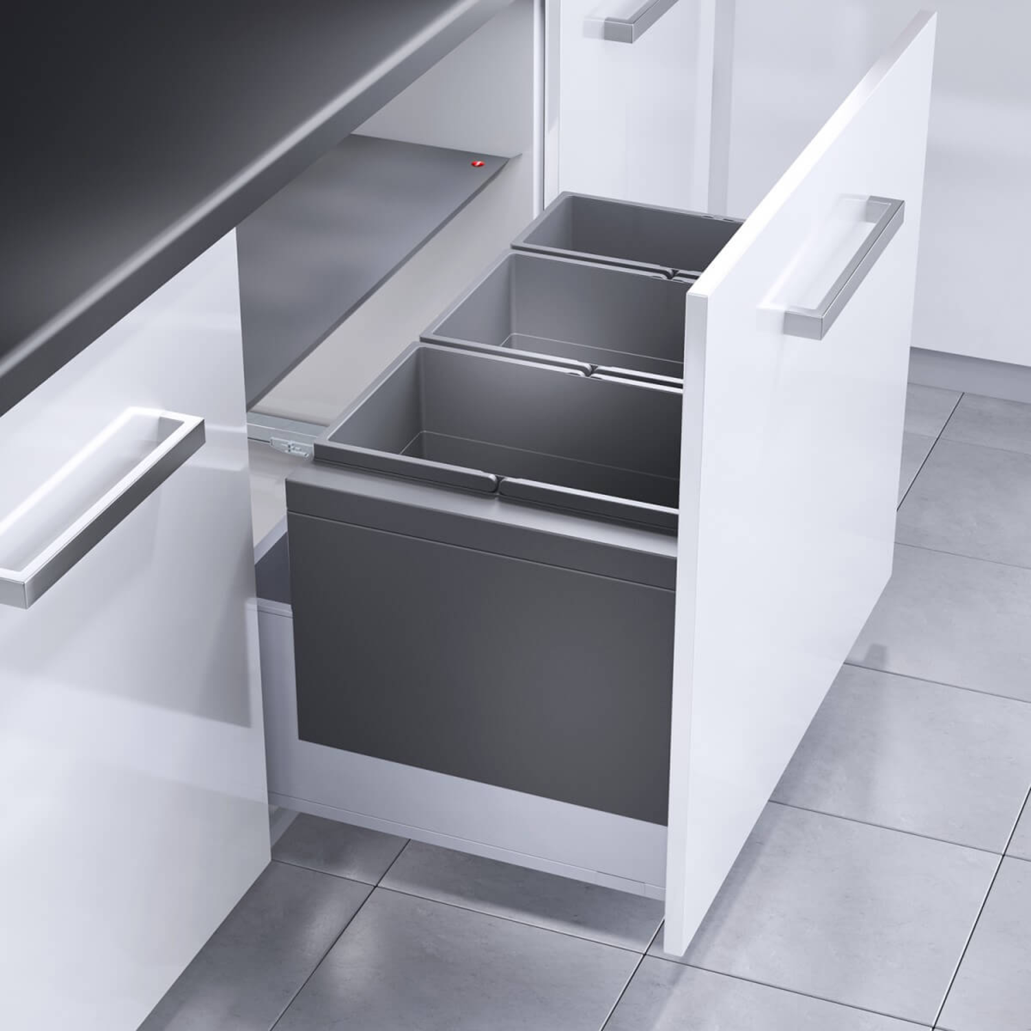 Poubelle hailo triple XL 80cm 74l 2x 28l + 1 x 18l avec couvercle