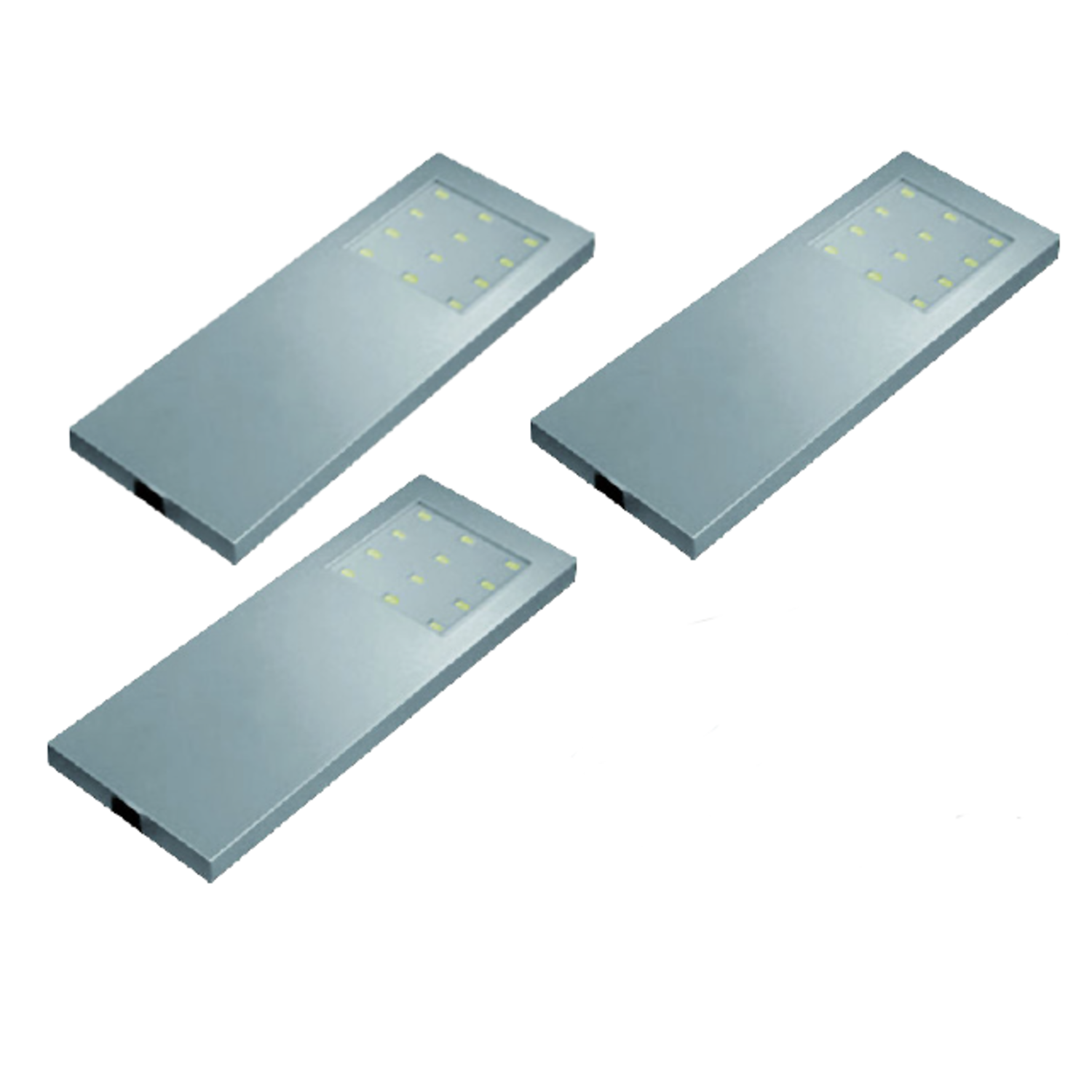 Hera set 3 x slim-pad Led 5w 24V 3000K look inox +transfo 15W