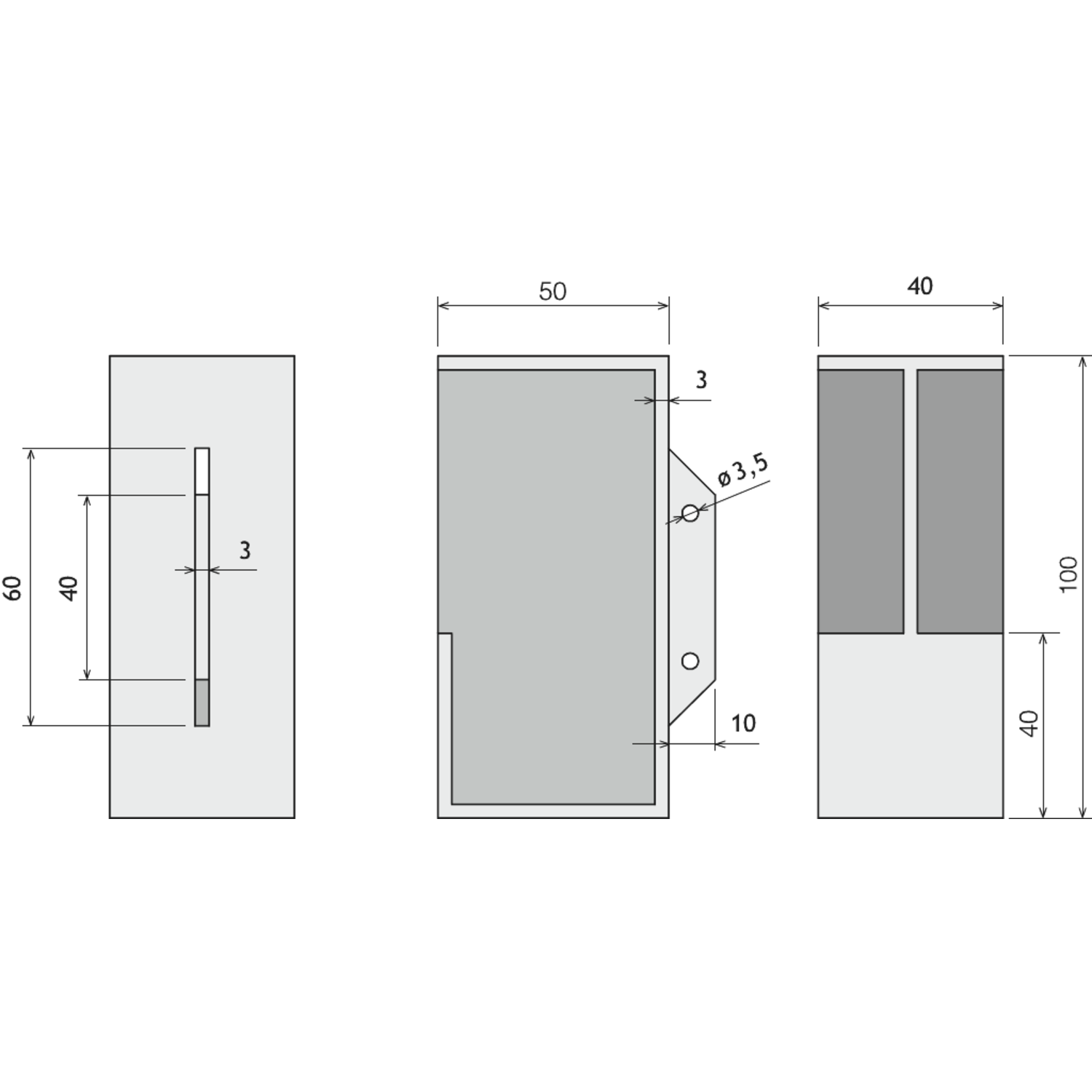Poignee porte coulissante peh46 40mm inox  