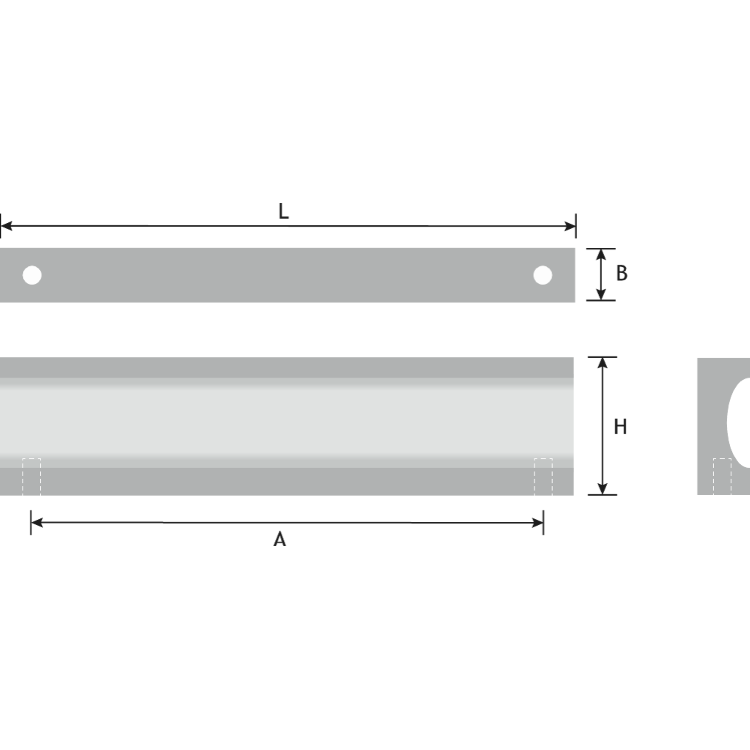 poignée  0164 alu anod. 650mm 2 forages 