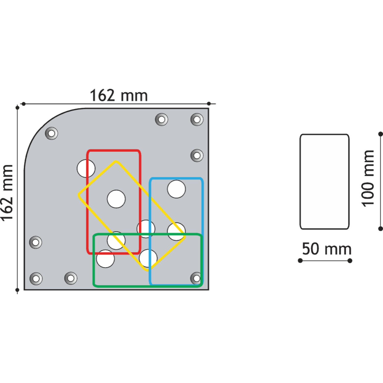 Tafelpoot xlr  rvs look100x50mm h71 regelbaar