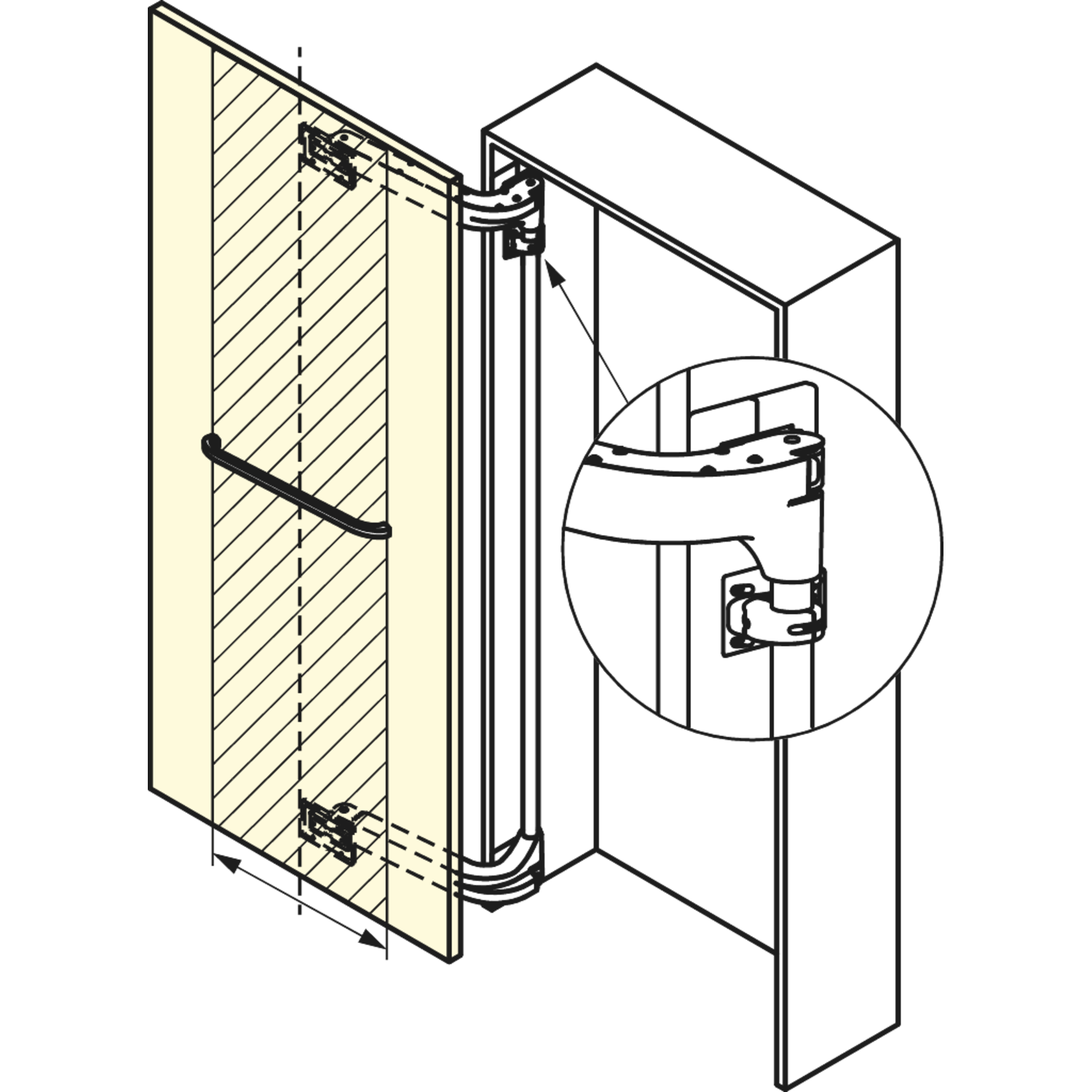 Set-charniere monoflat lin-x 1000 blanc  l.750-1100 mm h.2400-2980 mm 90kg