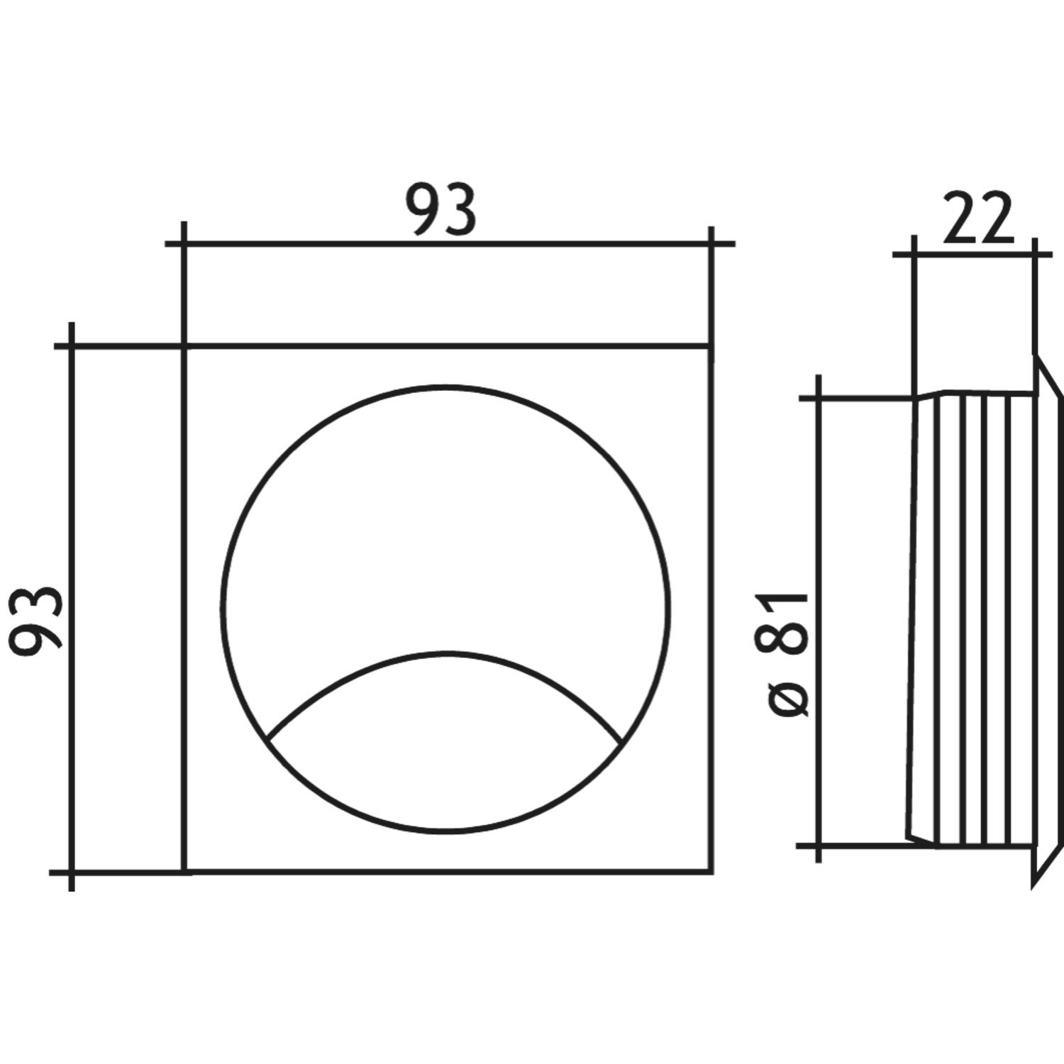 Kabeldoorvoer 93x93mm licht grijs kunsstof boring diameter 80mm