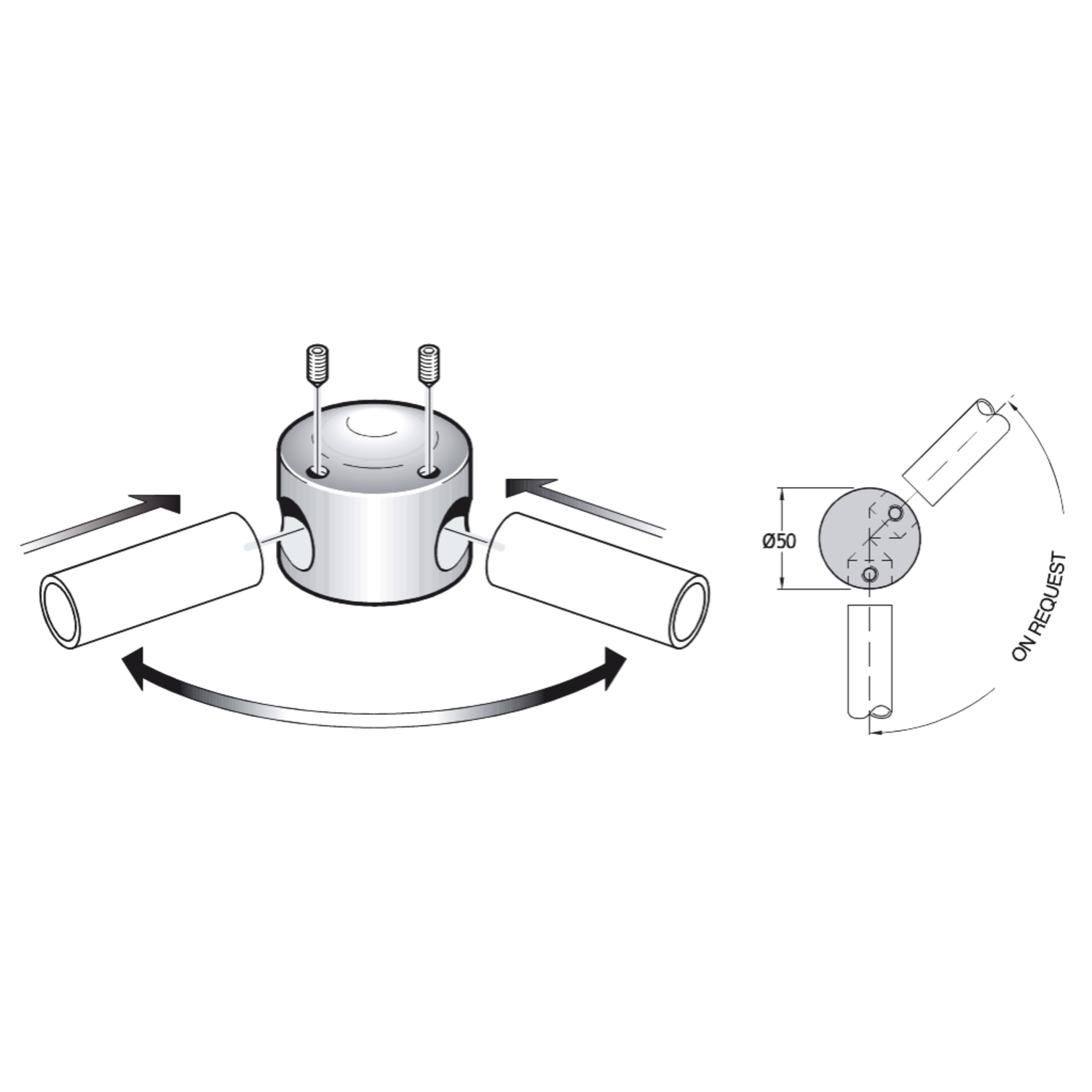 Pba 500-g inox sat. raccord angle sur demande tube s 25mm