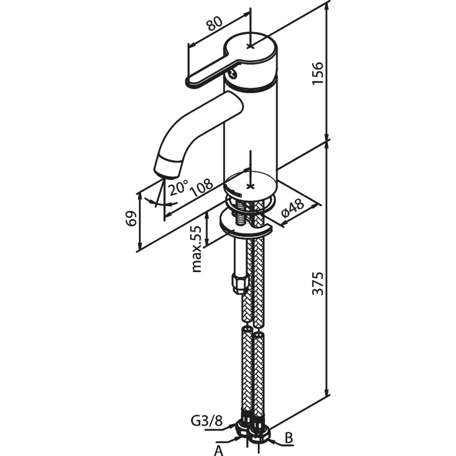 Damixa silhouet pr lavabo small acier  