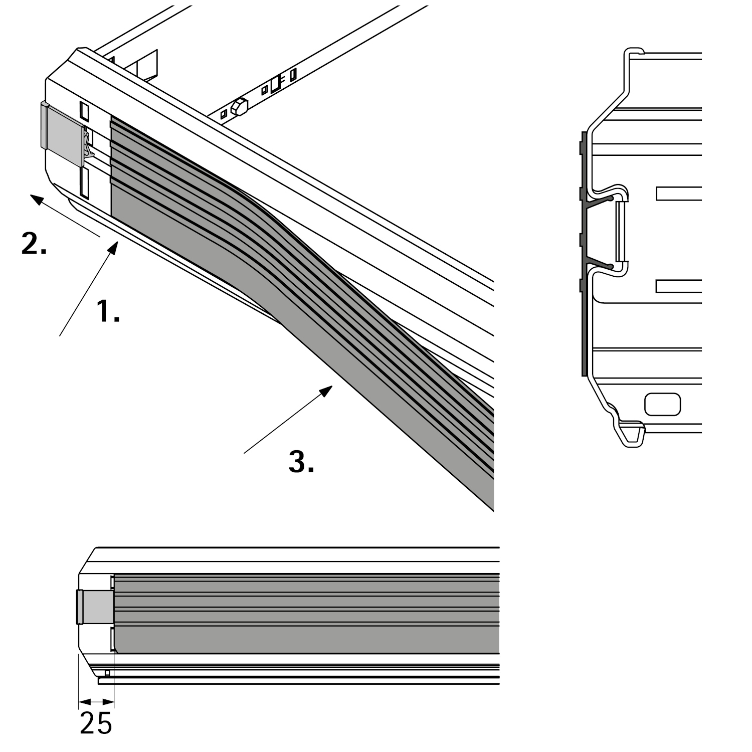 Afdekprofiel, zwart, 1136 mm