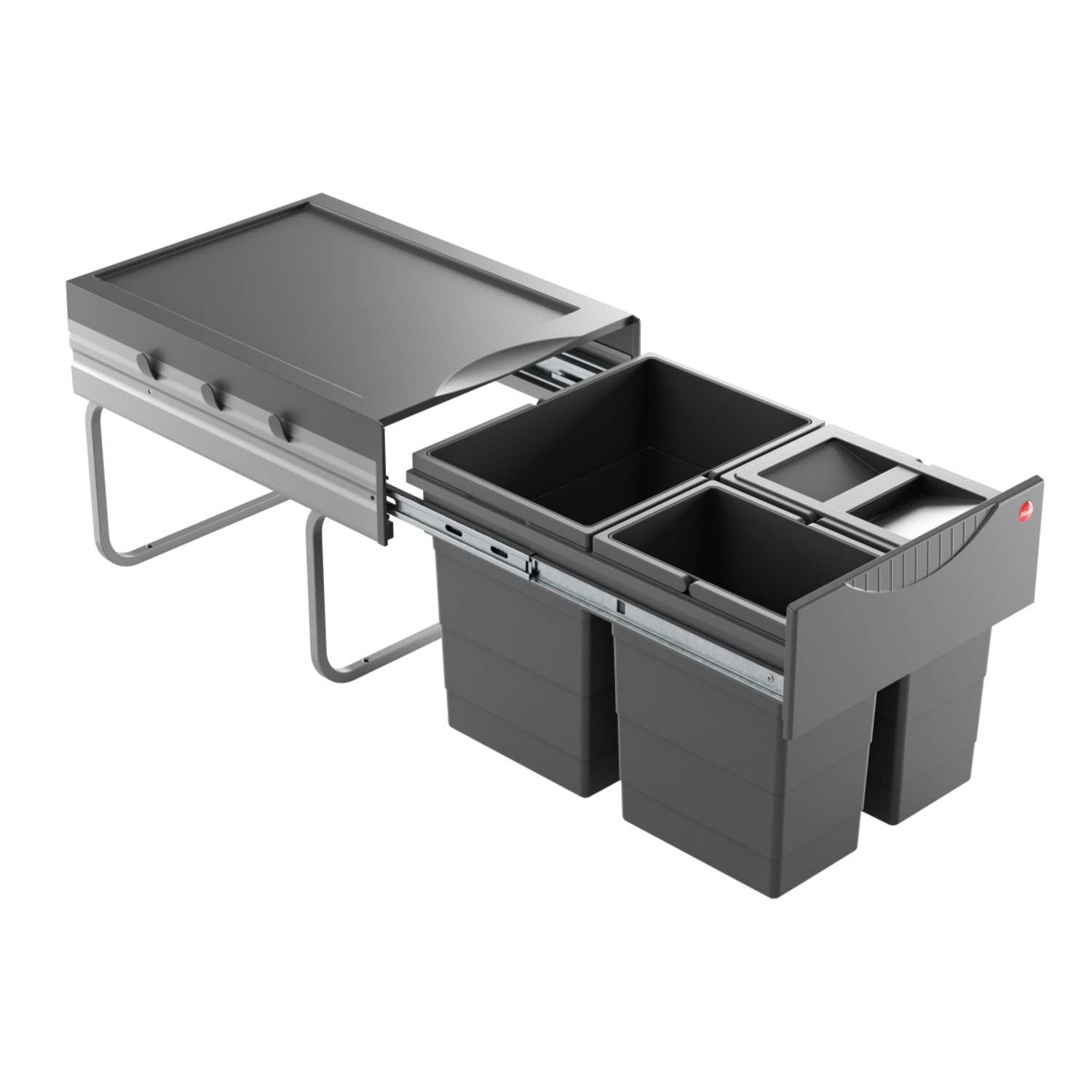 Hailo tandem r ii 18l + 2x8,5l zwart recycled