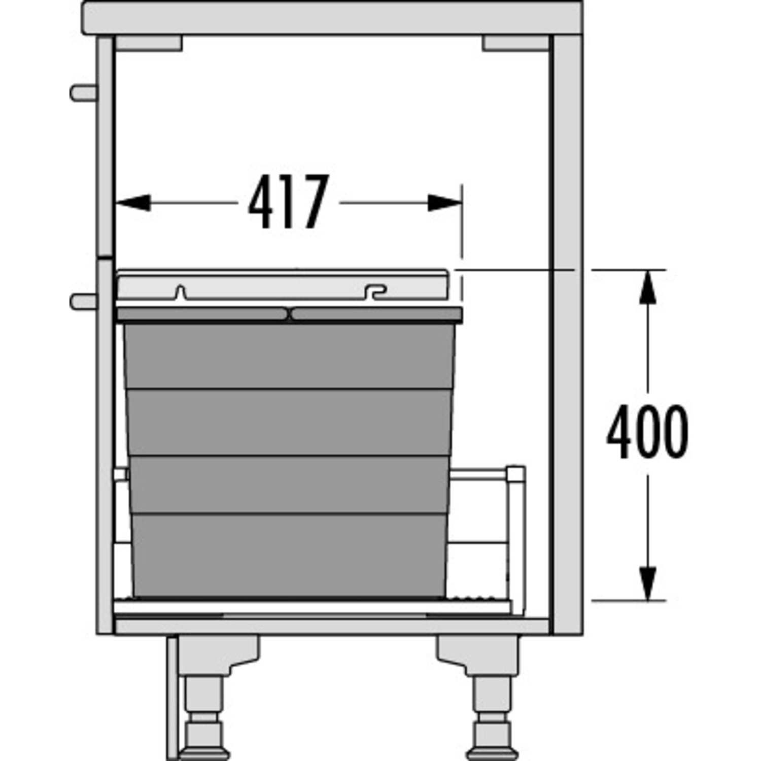 Hailo allegro k.60 cm h.350 mm 2x28l antraciet