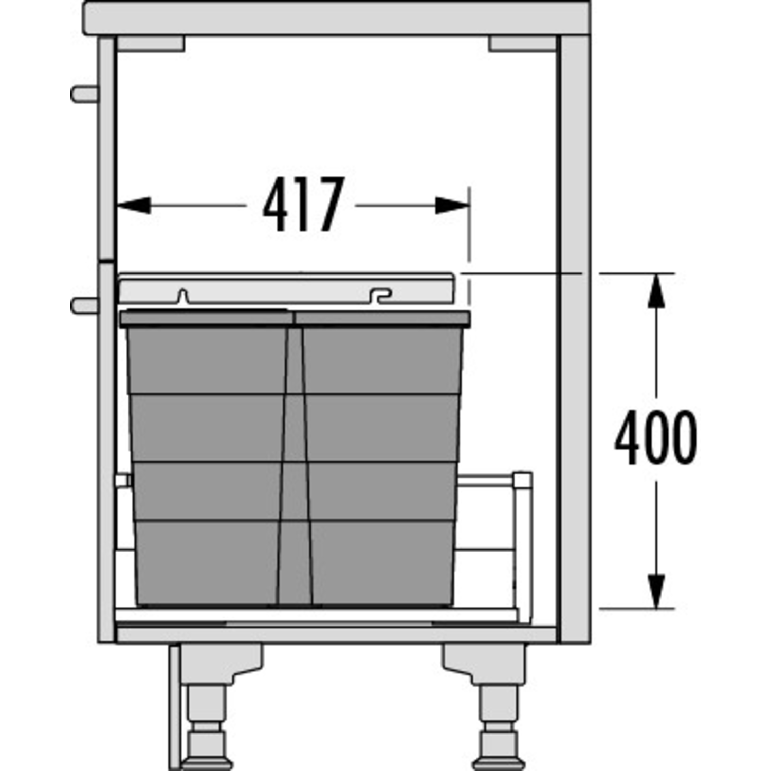 Hailo allegro c.60 cm h.350 mm mm 28+2x13l anthrac 