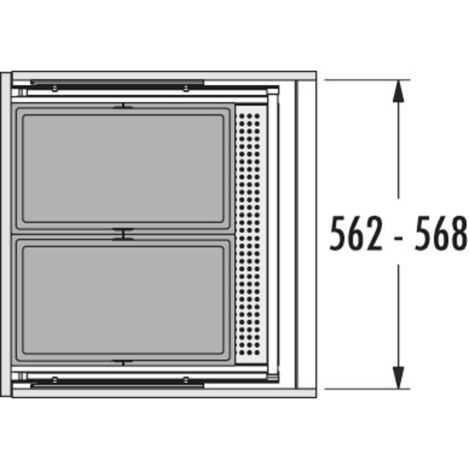 Hailo allegro k.60 cm h.380 mm 2x28l antraciet