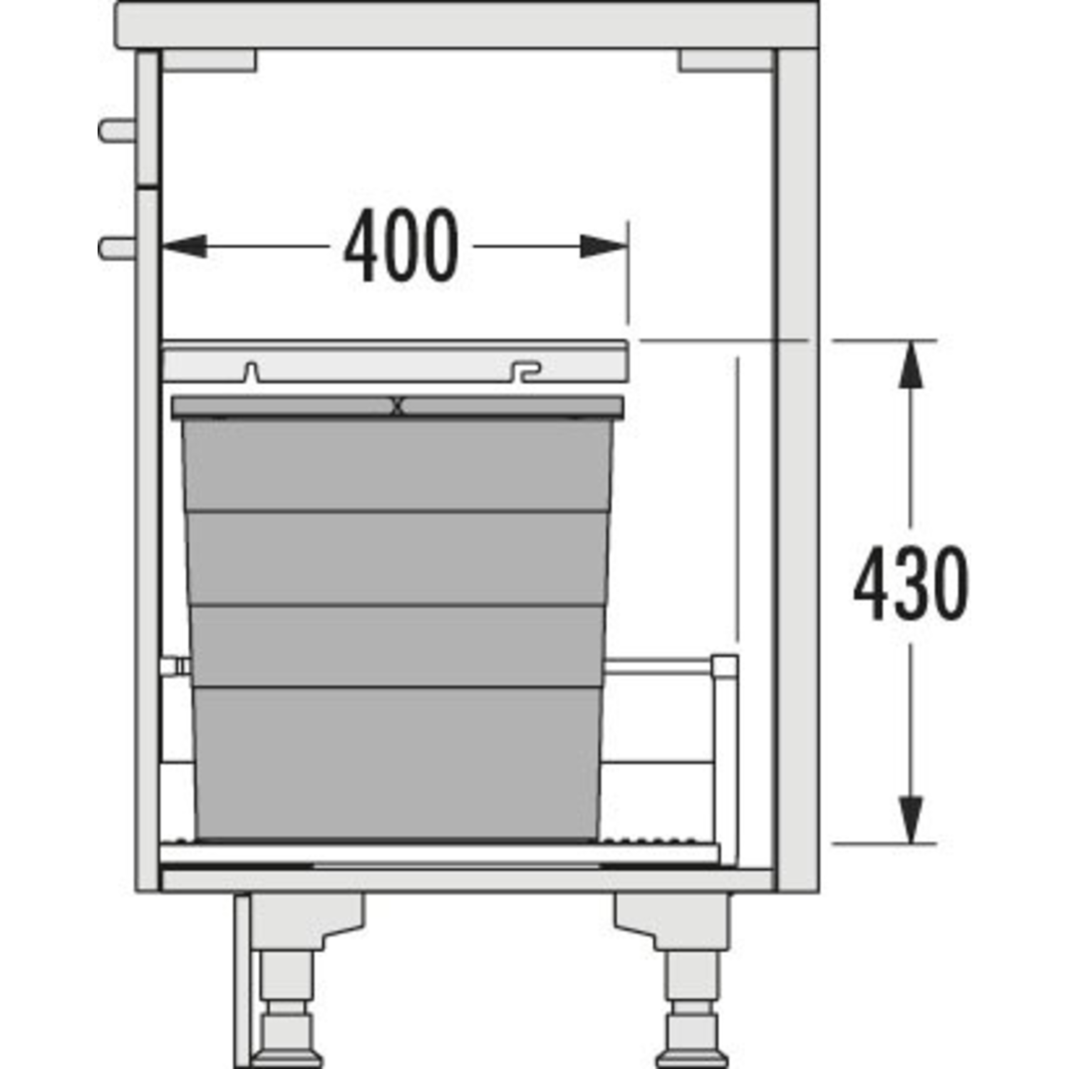 Hailo allegro k.60 cm h.380 mm 2x28l antraciet