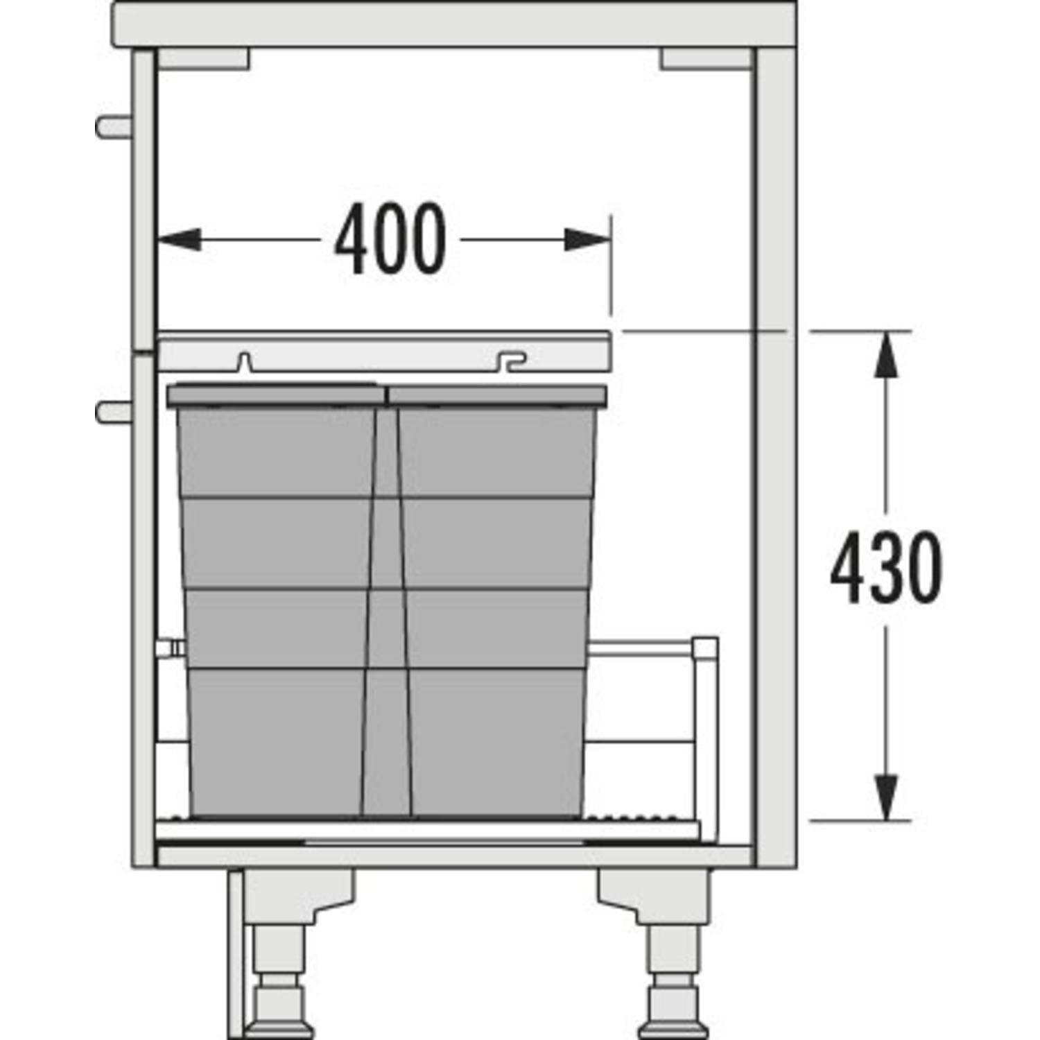 Hailo allegro c.60 cm h.380 mm 28+2x13l anthracite 