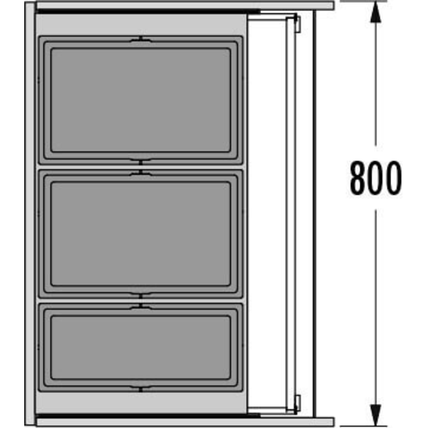Poubelle hailo triple XL 80cm 74l 2x 28l + 1 x 18l avec couvercle