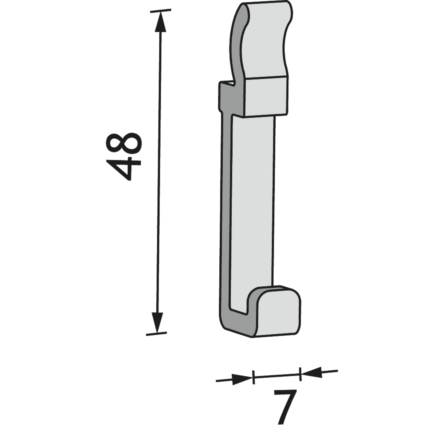 KOS-F HAAK ZWART  48x7x12mm