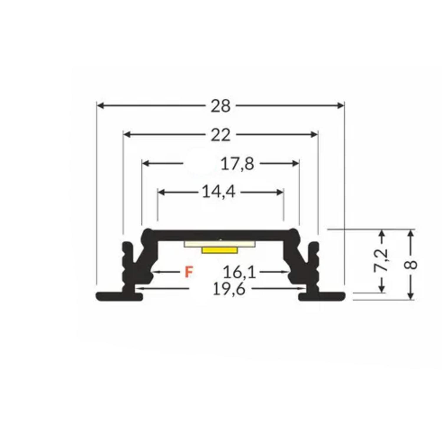 Led profiel Groove14 F noir anodisé