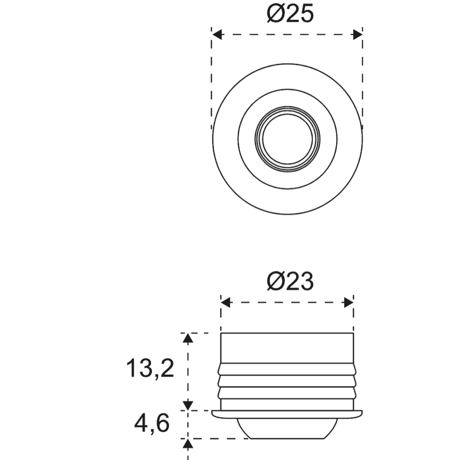 Led focus simple rond 24V 1W noir 