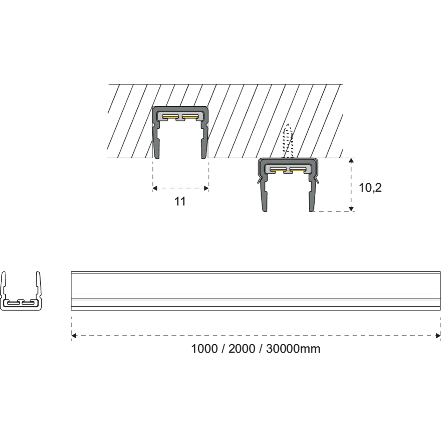 Rail électrificé lite track 2000mm noir (2 pcs) 