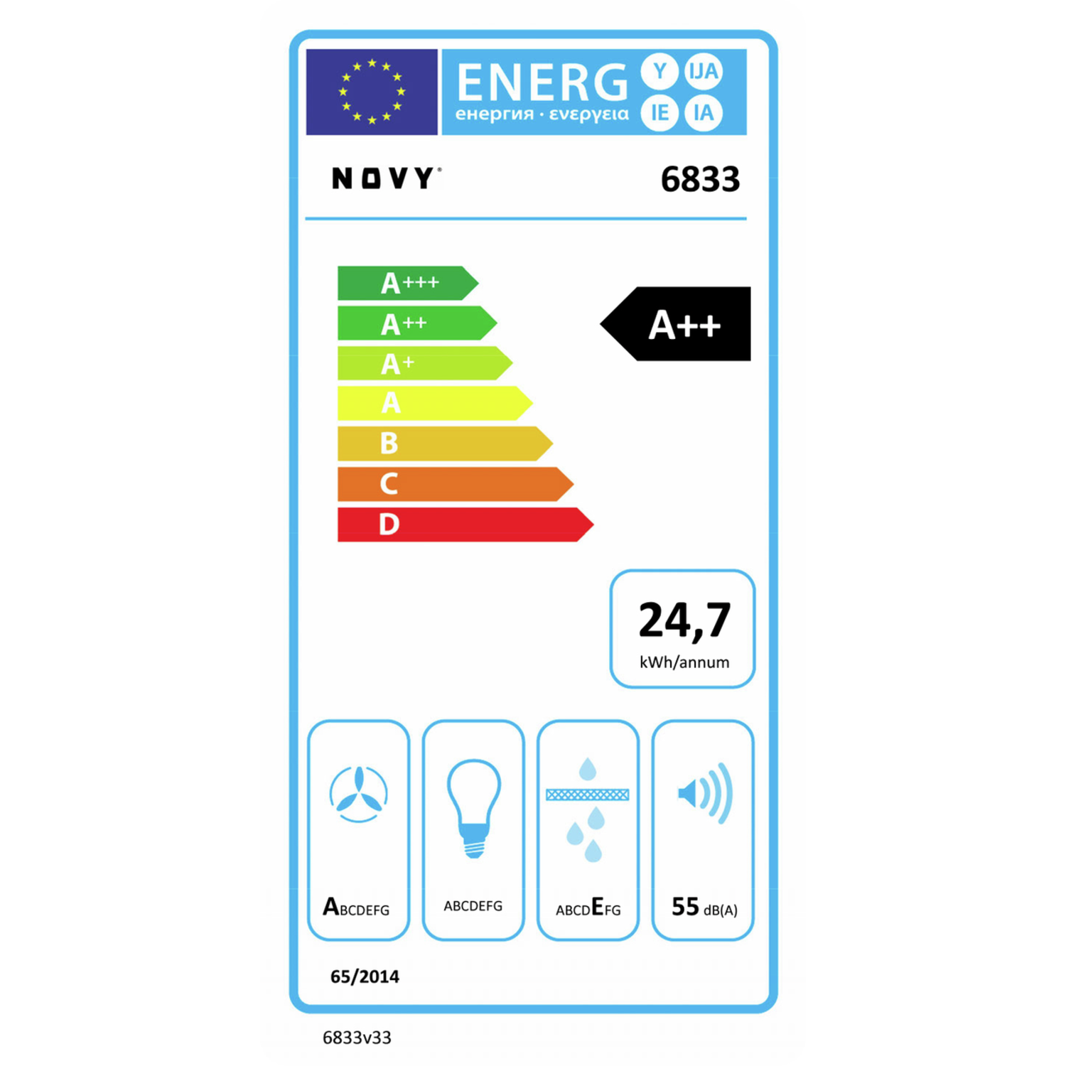 Novy Pureline 90 cm inox moteur s/s Led 