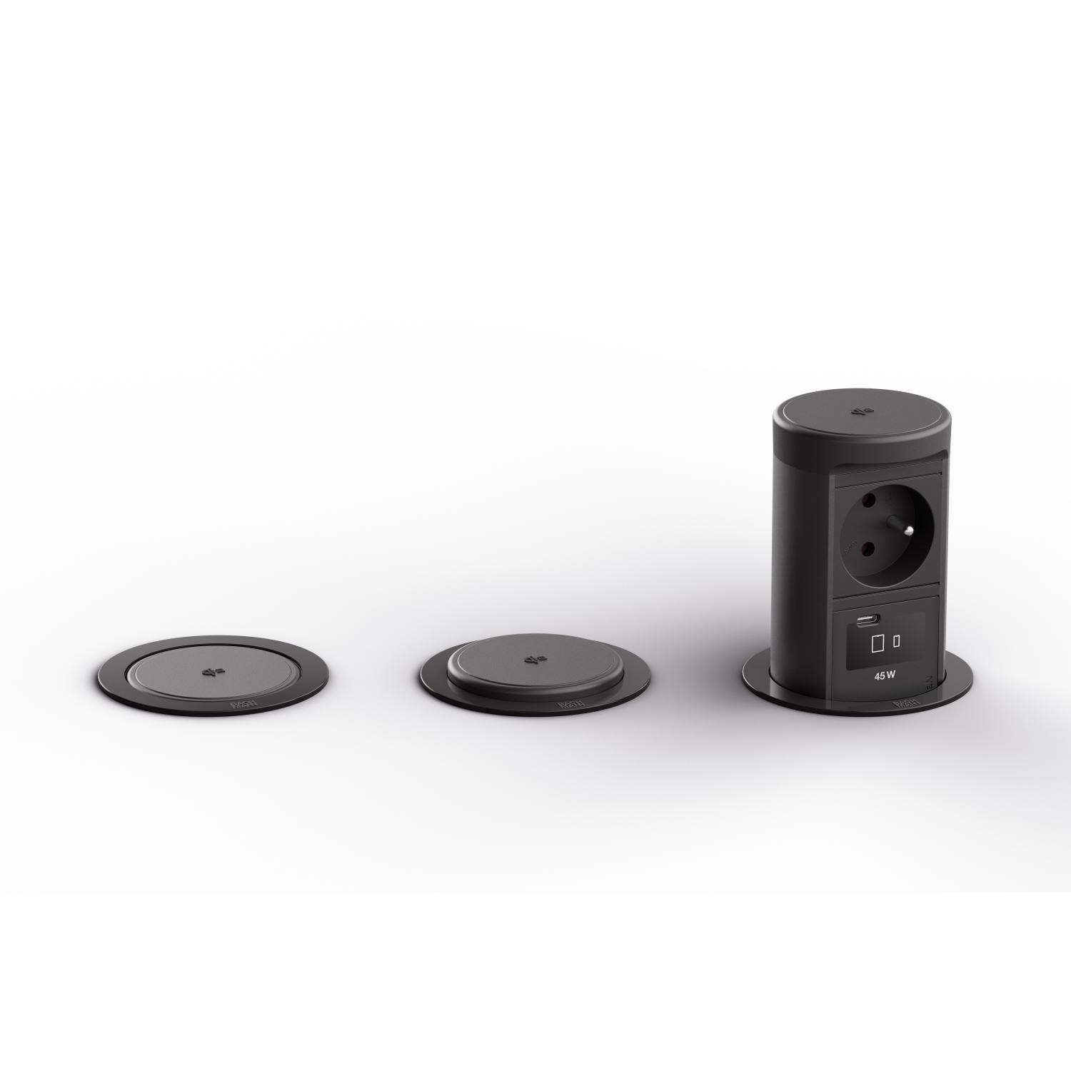 Elevator noir mat d-l-nl 1 prise +chargeur usb  C+Qi