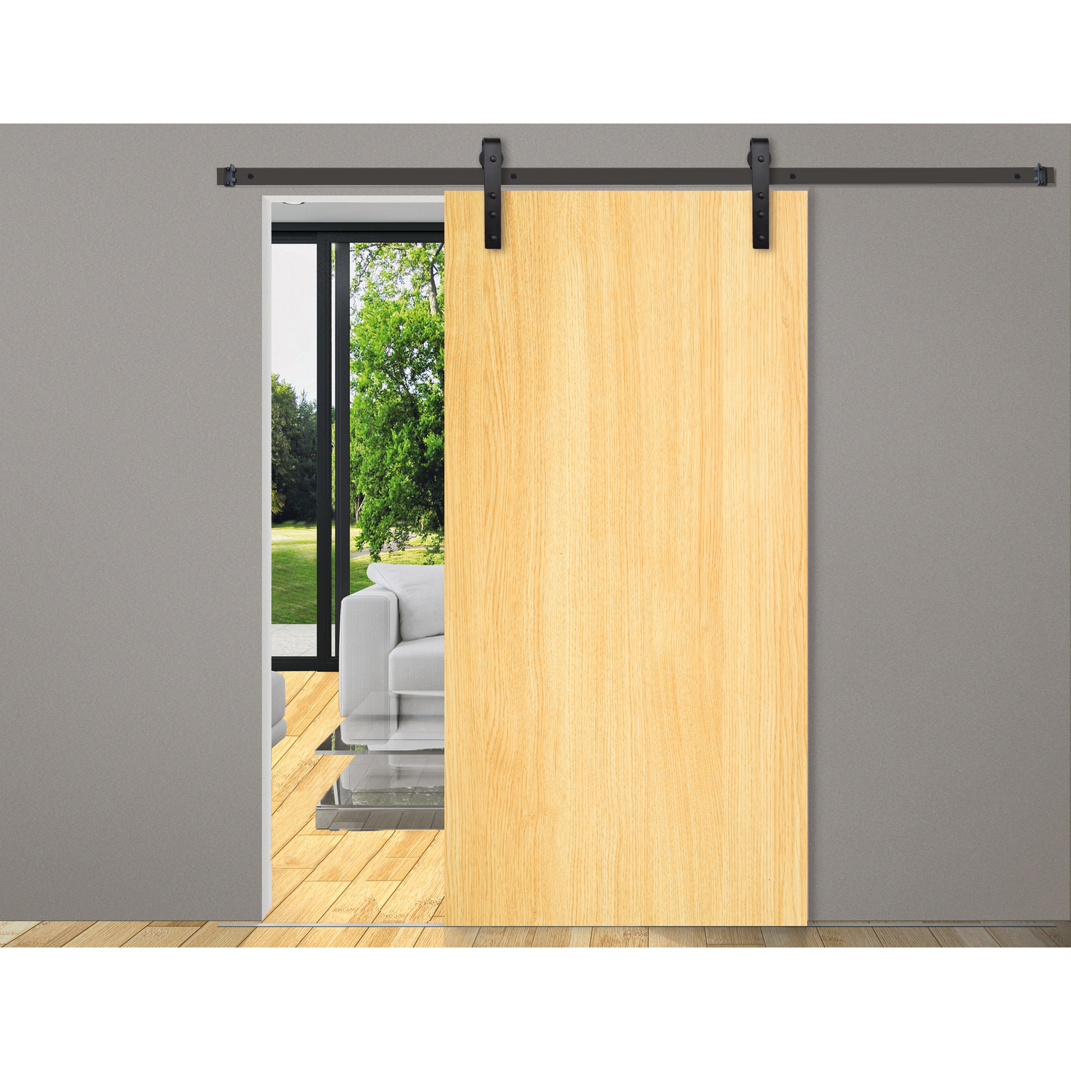 Casa set coulissant acier noir 100kg l.2300mm pour largeur de porte 1010-1200mm