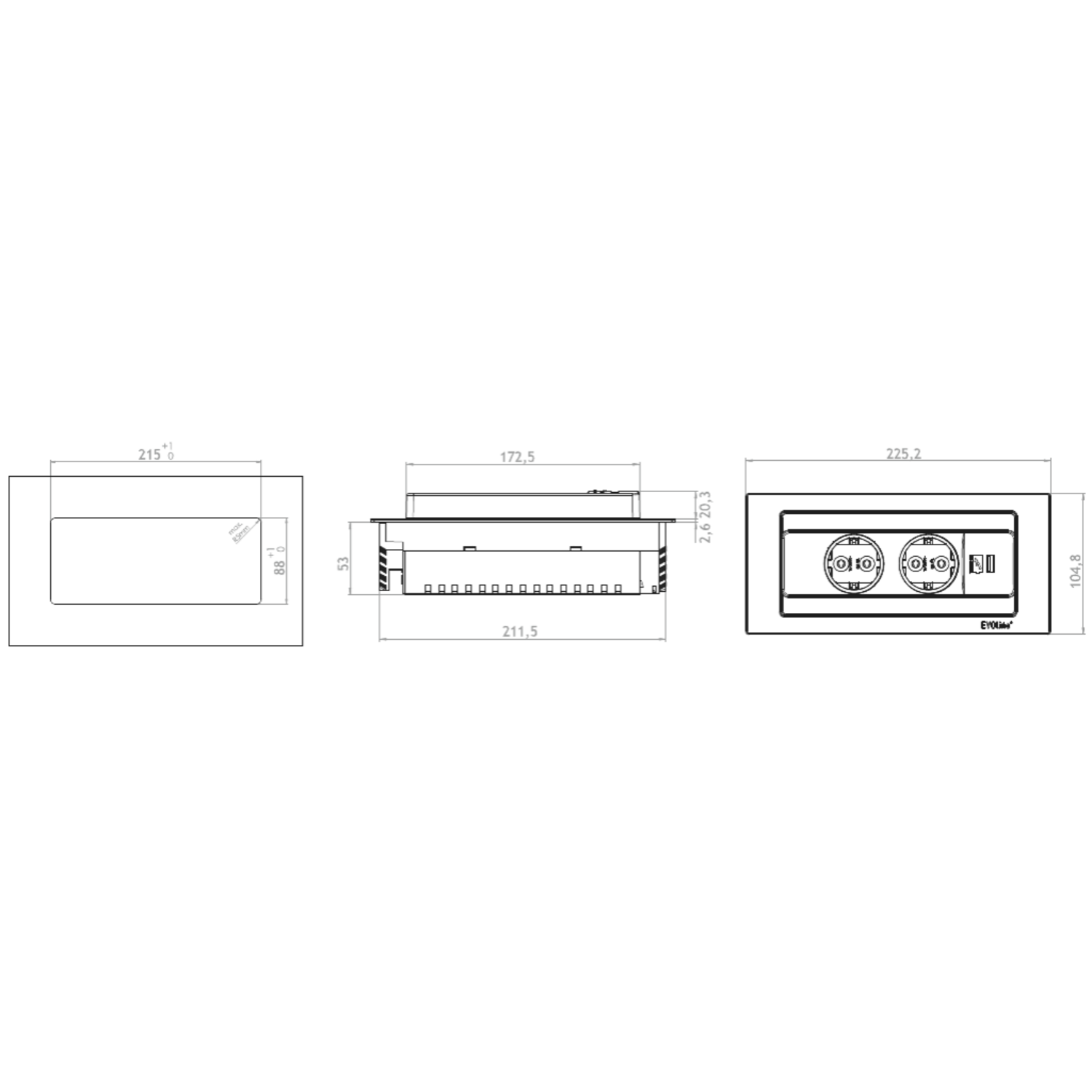 Evoline backflip zwart gelakt 2 b-f 1 usb c charger 5v/2.1a