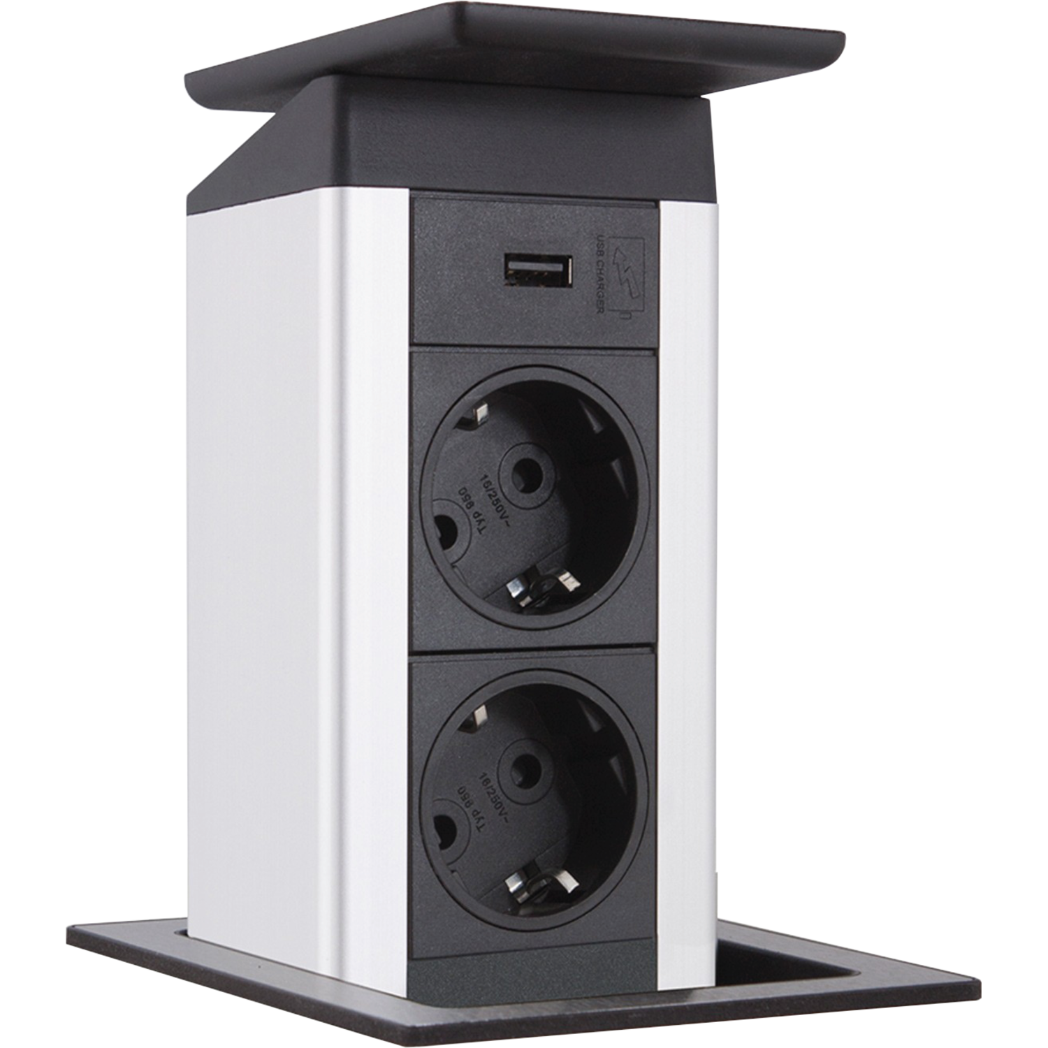 Evoline port push cuisine charger wit glas nl-d-l2 2 stopcontacten/1 usb charger