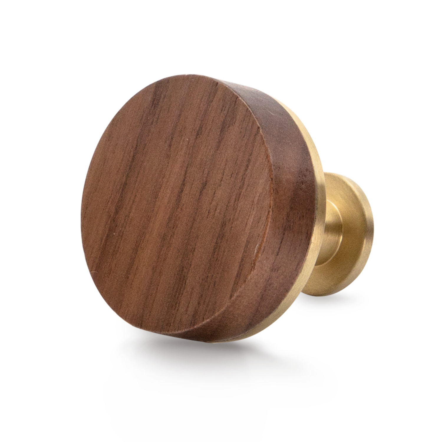 Knop qupon ø30x28 walnoot/geborsteld goud