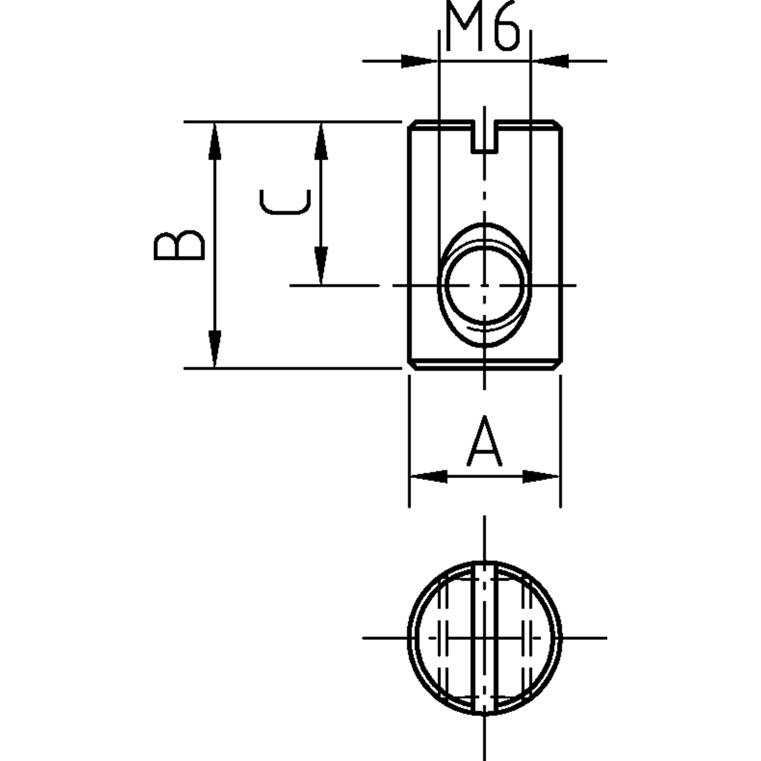 Moeren M6-10x20x10mm rond zonder rand verzinkt