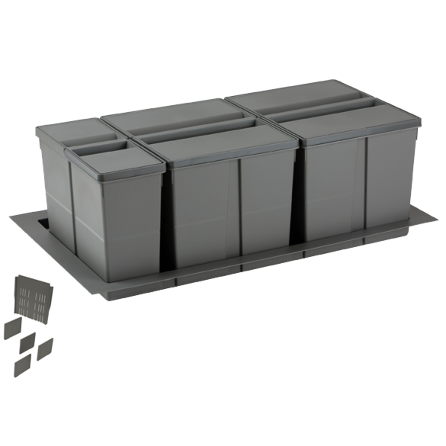 Ladeafvalsysteem 9xl line k.900mm h.207mm20 L + 20 L + 20 L + 9 L oriongrijs