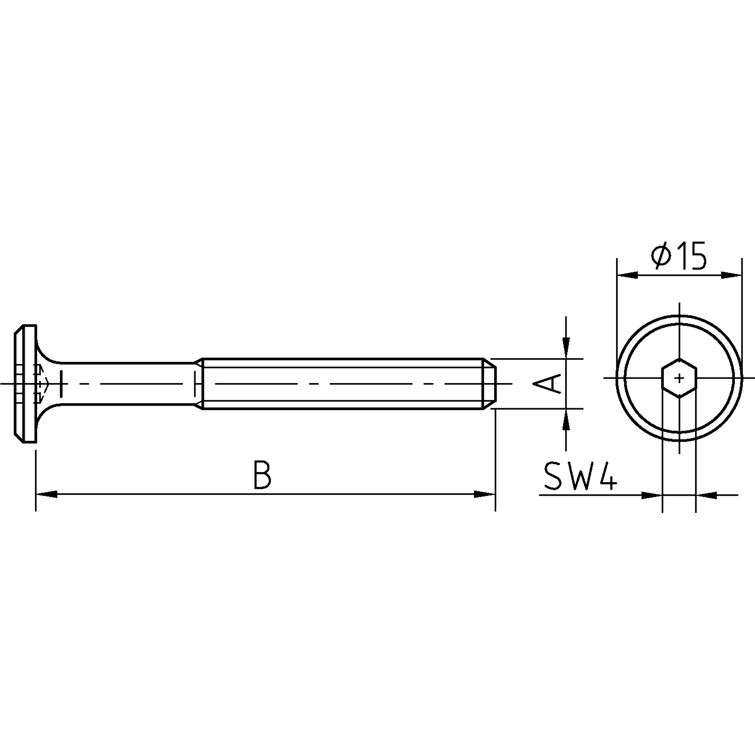 Verbindingsvijs M6-20mm cylinderkop Binnenzeskant SW4 verzinkt