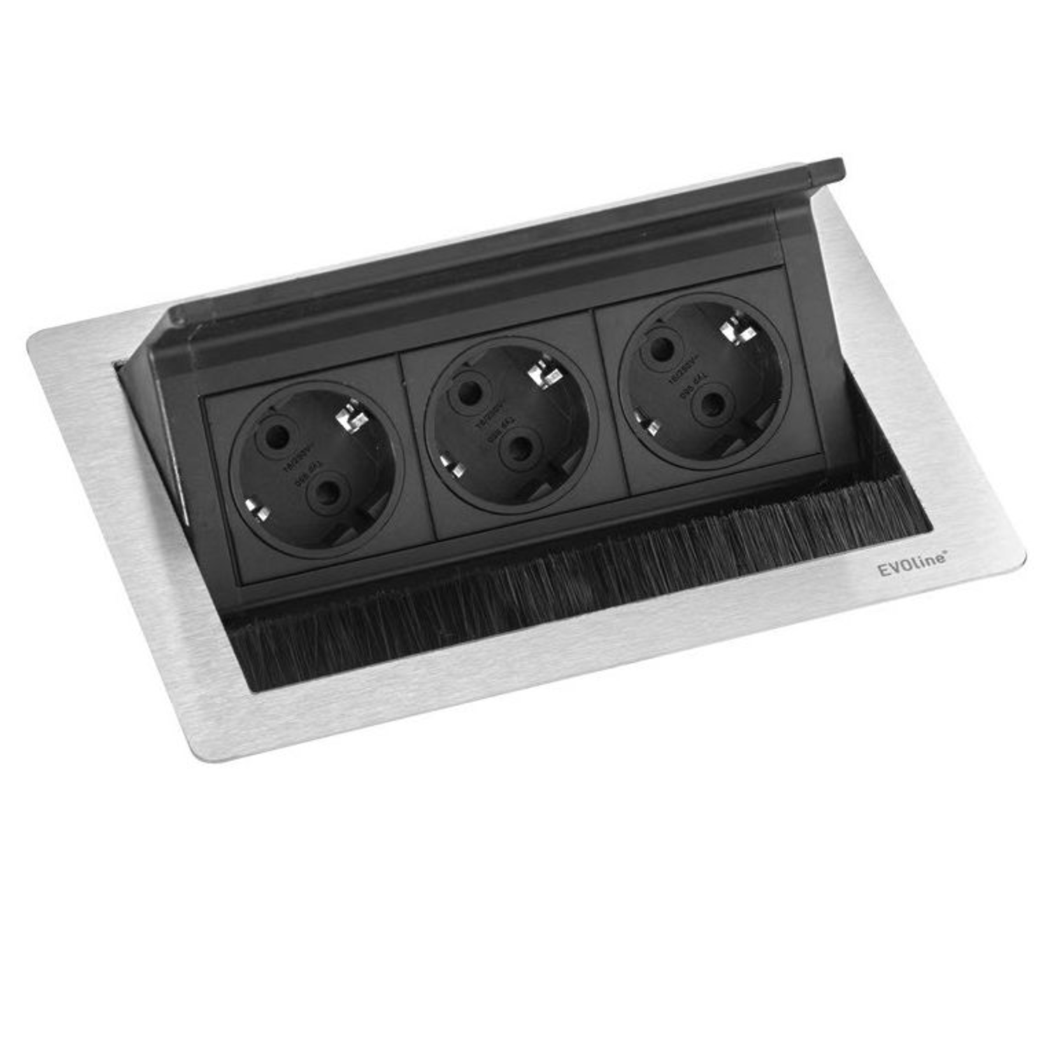 Evoline flip top push small rvs d-nl-l3 stopcontac 3 stopcontacten