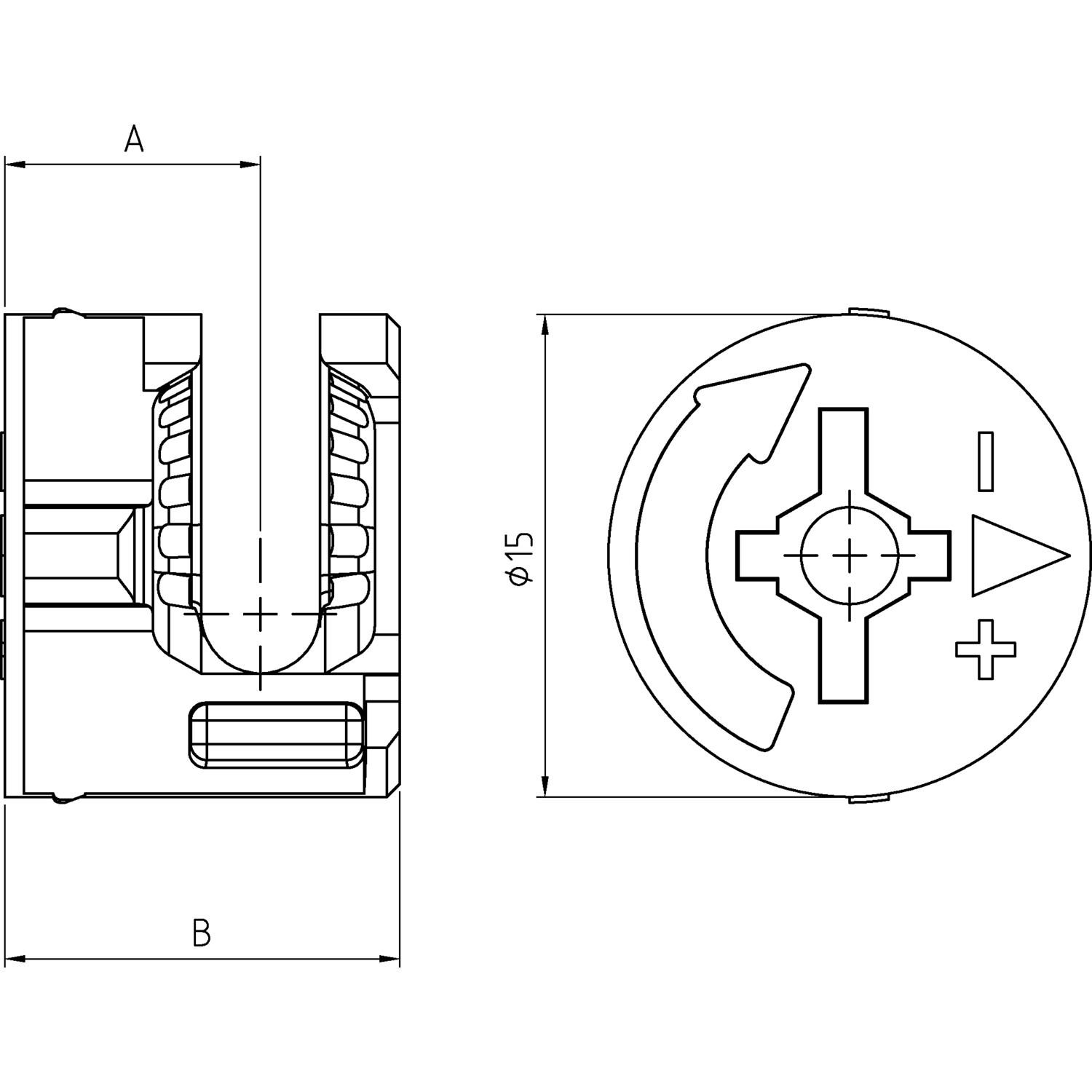 Ferrure d'assemblage excenter 15.16 Z sans bord nickelé