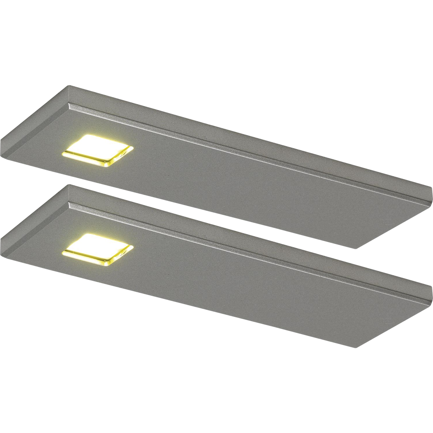Set 2 d'lau Led rectangulaire sous-encastré 3W 3200K look inox - touch 10w avec dimmertransfo