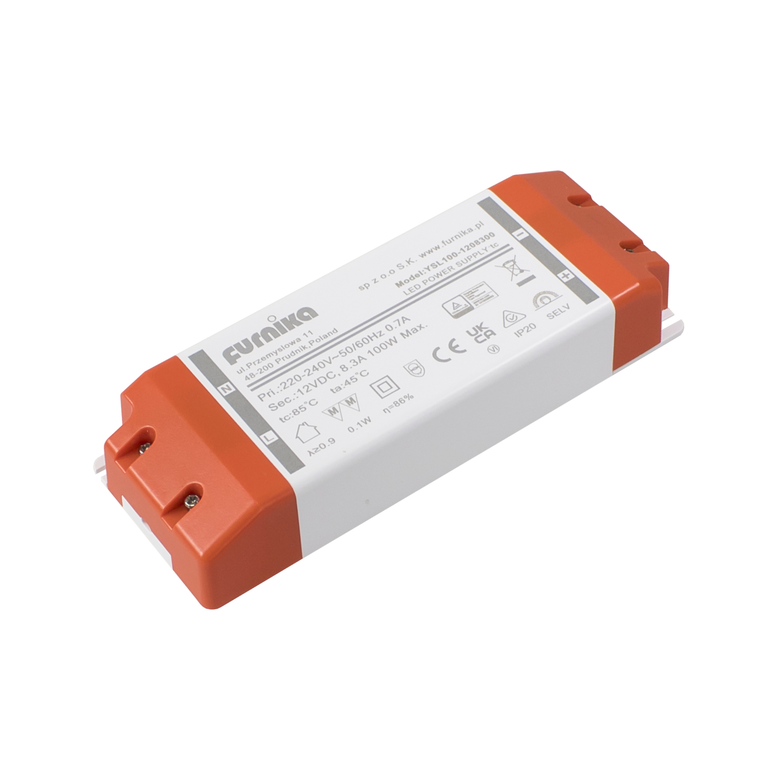 Led transfo 100W 180x66x33mm+9x distributeur 