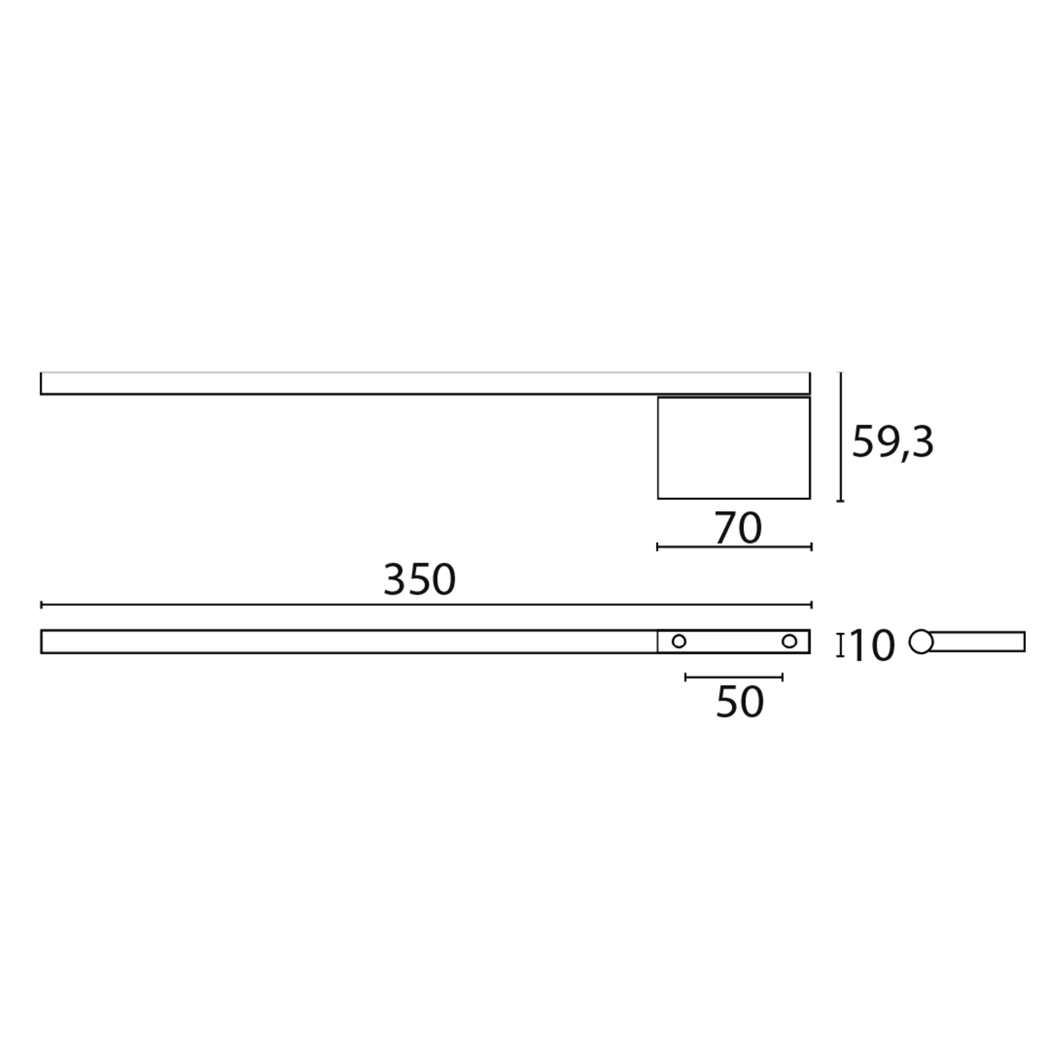 Handdoekdrager 7345  chroom 1-arm l350mm