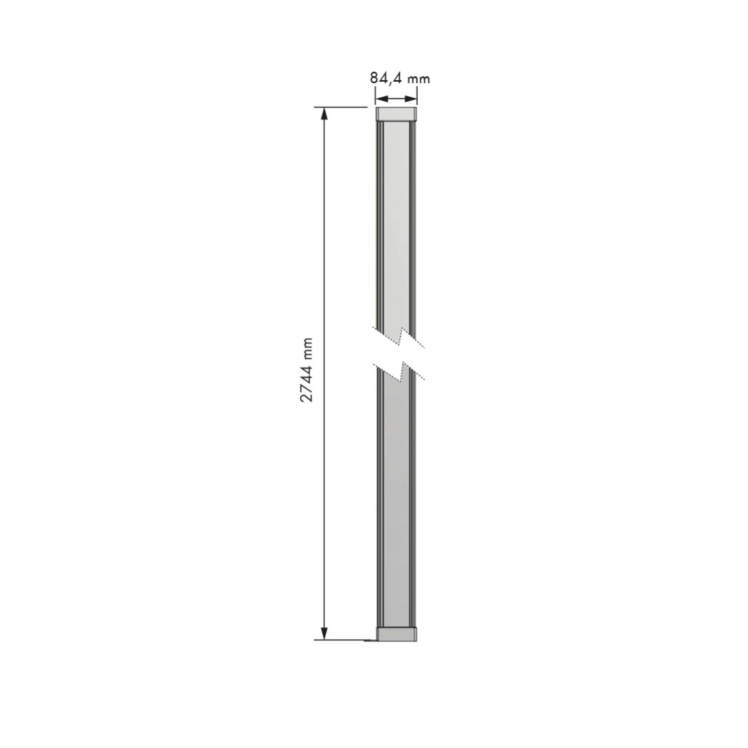 Stuctura profilé fixation plafond 2744 mm noir alu 