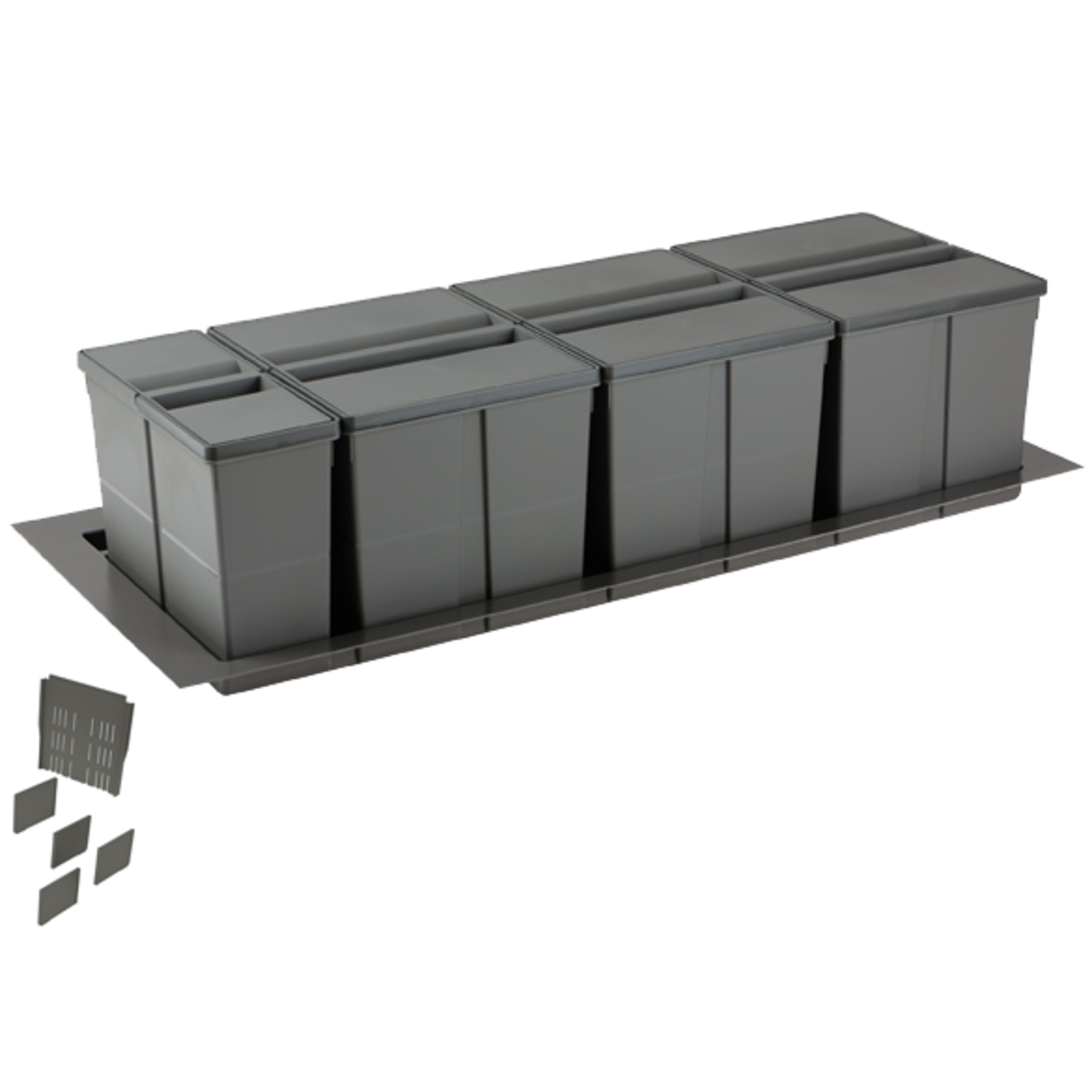 Ladeafvalsysteem 9xl line k.1200mm h.207mm20 L + 20 L + 20 L + 20 L + 9 L oriongrijs