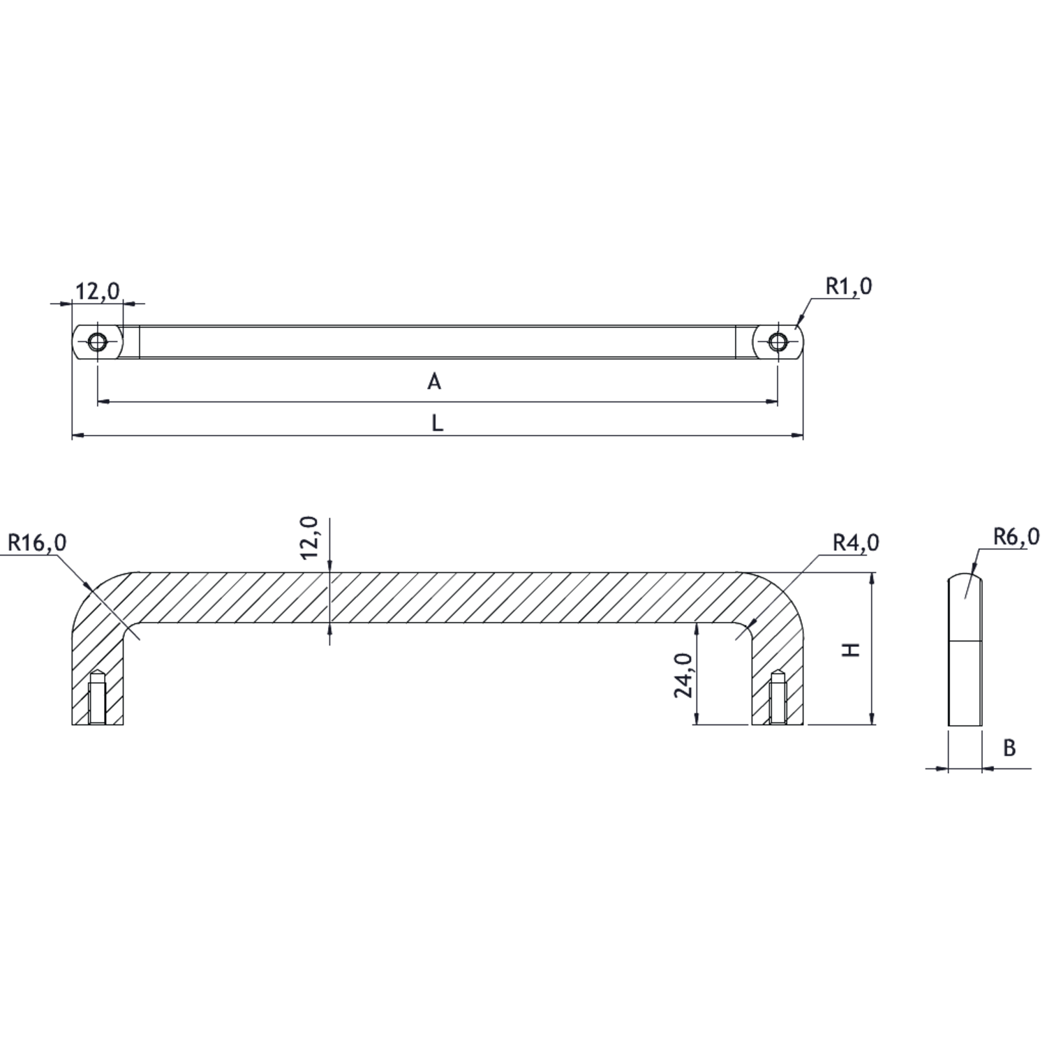Greep compact ba320 l332 zamak mat zwart