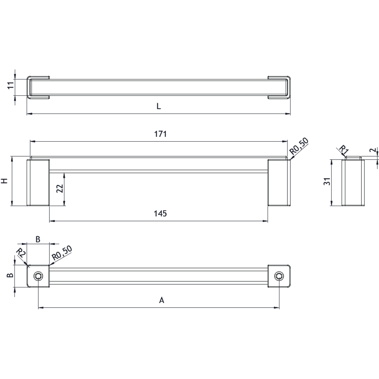 Greep SEGMENT ba160 eik + rvs-look