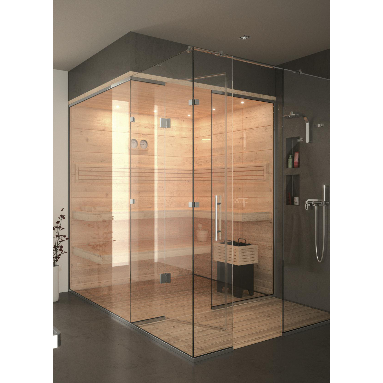 Verstelbare laterale scharnier wand/glas, voor 6/8 mm glas, B50 H80, geborsteld rvs effect