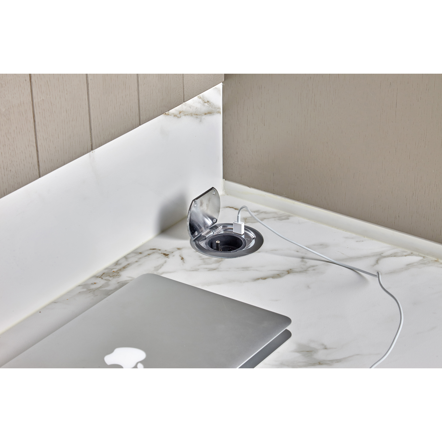 Ring d-nl-l 1 prise + 1 usb inox  