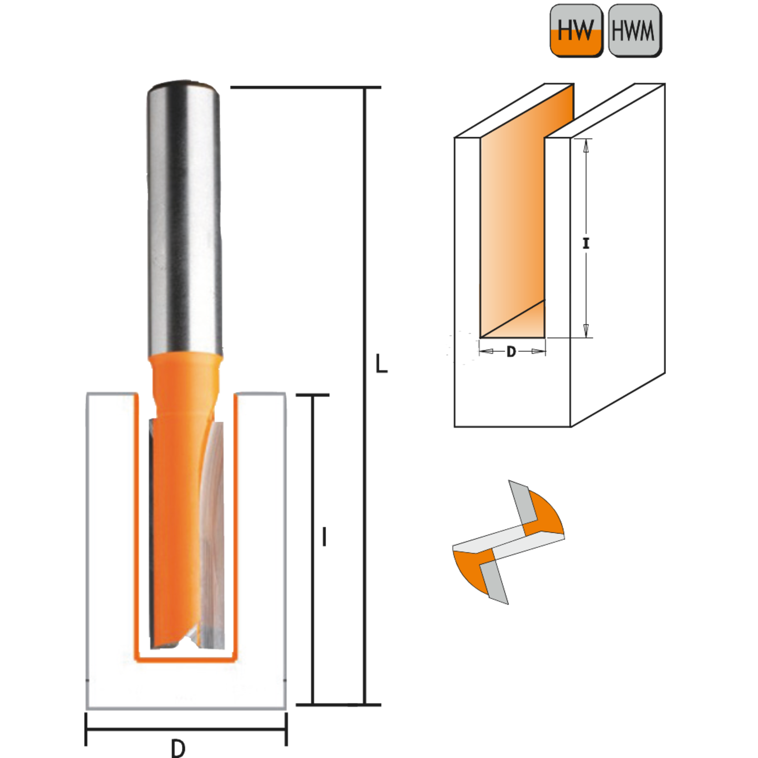 Rechte frees d=12 mm i=31 l=60 hw