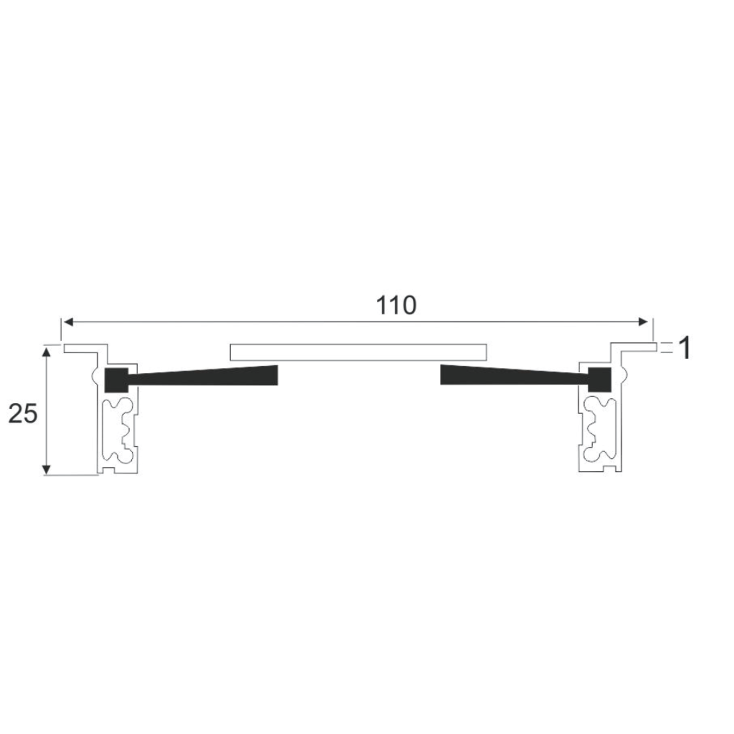 Passe cable Exit duo alu 110x320x25mm +couvercle  