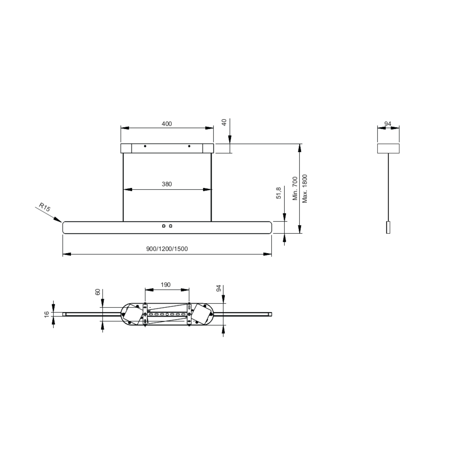 Pendel Blim Up Emotion 230V noir 900mm