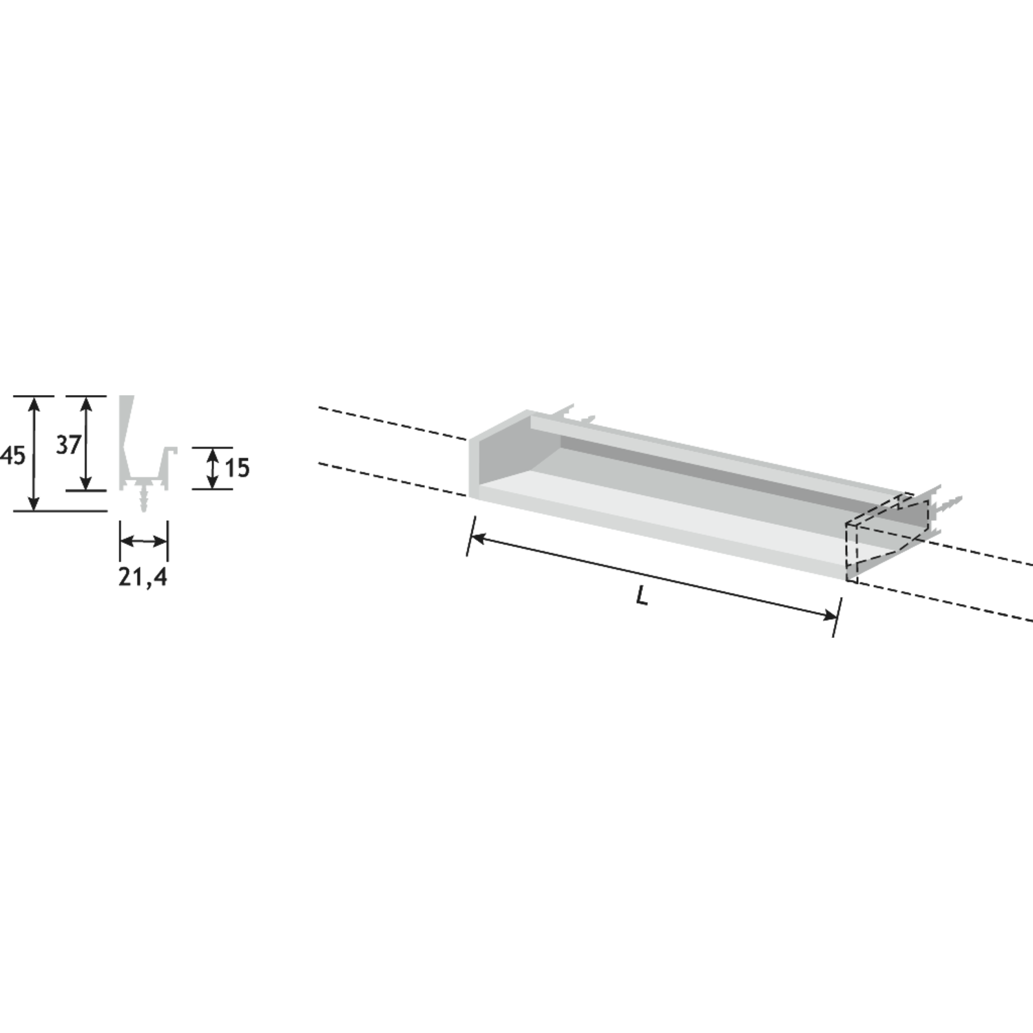 Greep HEXXA L200 aluminium mat zwart