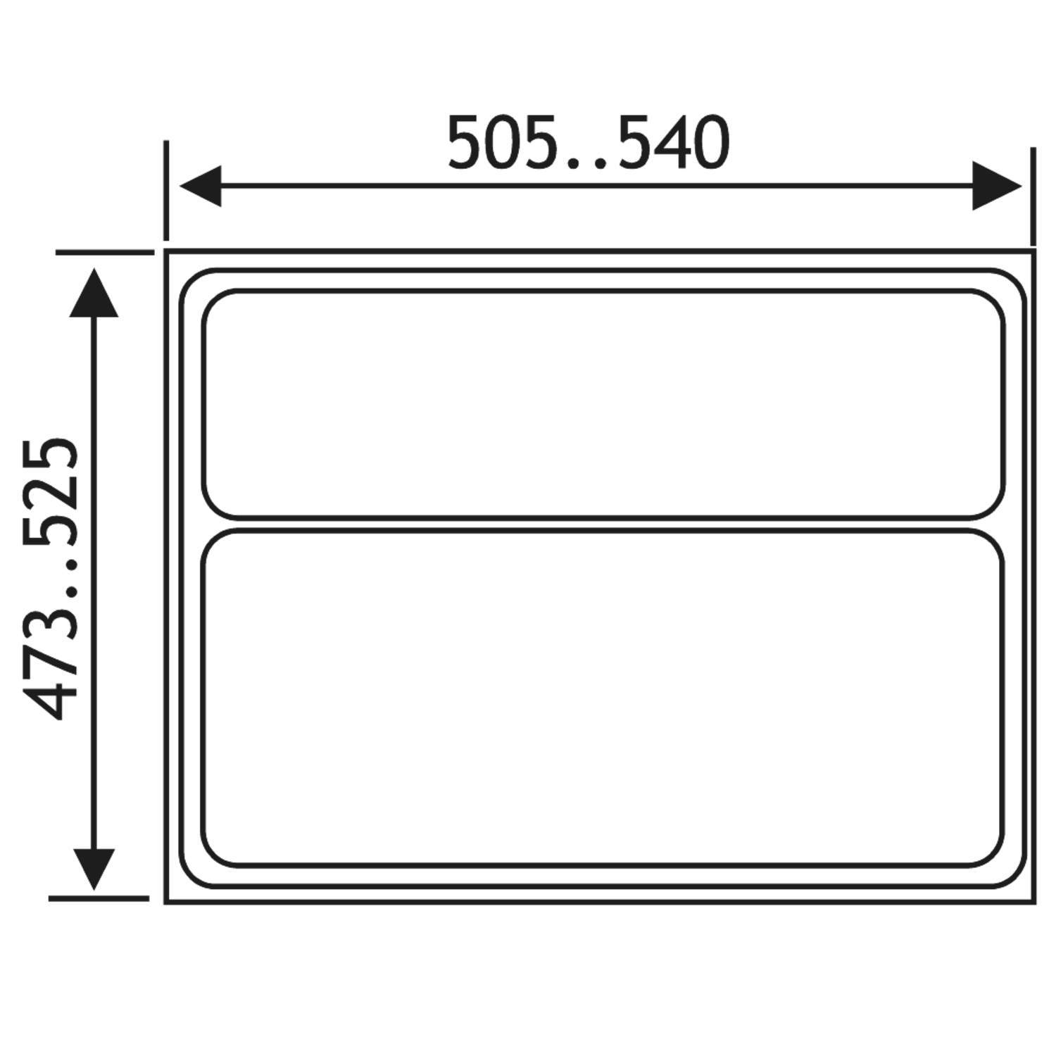 Inleglade flexytray b540-505x d525-473mm antraciet